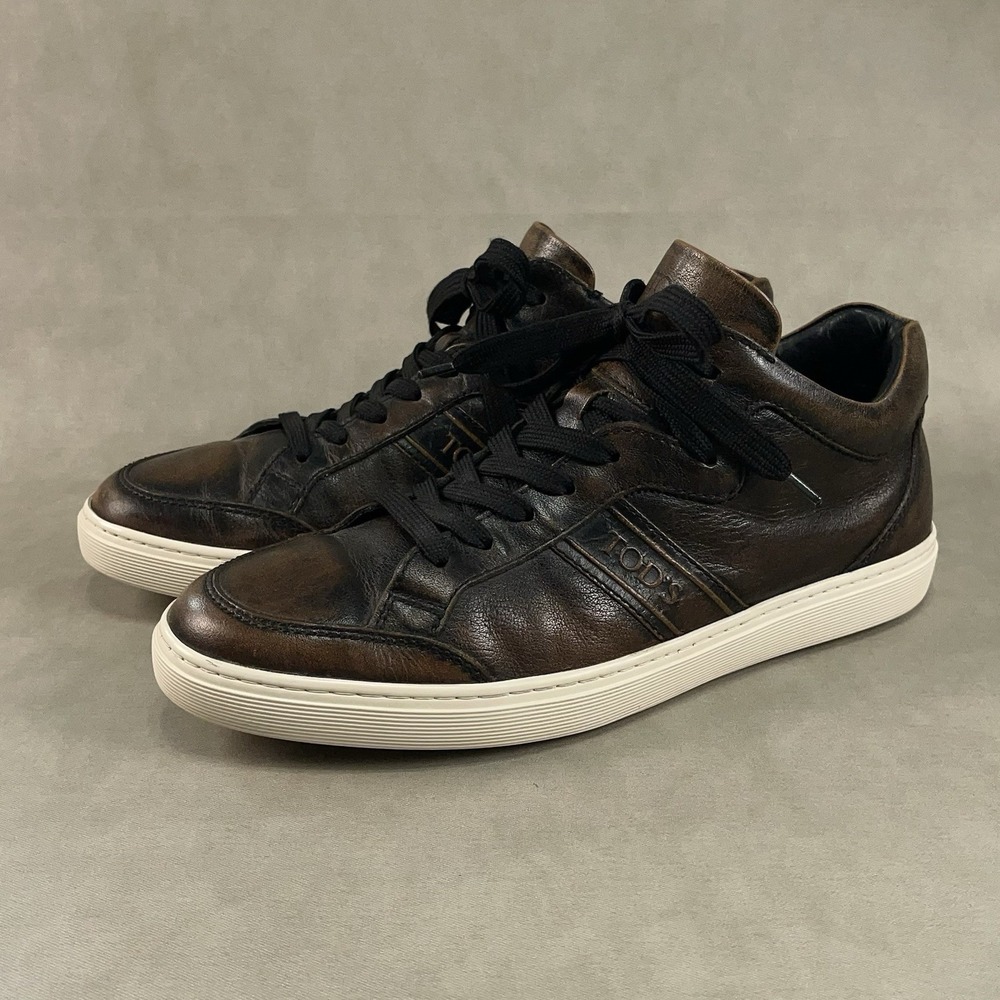 TOD's Low Top Sneaker Brown Leather Mens‎ Shoe US Size 8 EU 41 $580